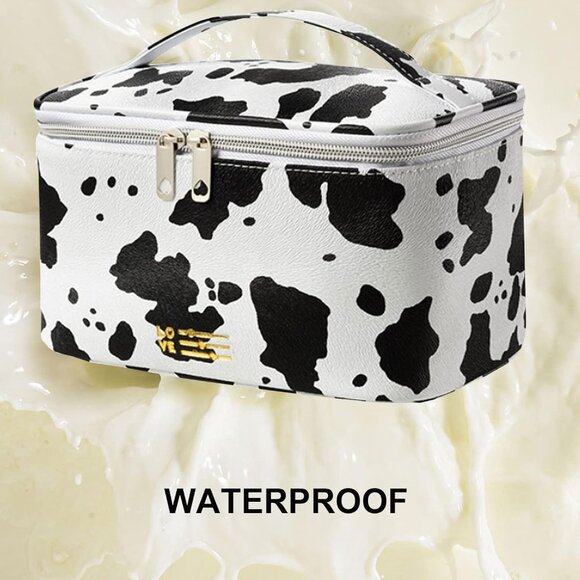 Makeup Bag Portable Travel Cosmetic Bag with Brush Holder,Waterproof Make Up Bag - Picture 8 of 9